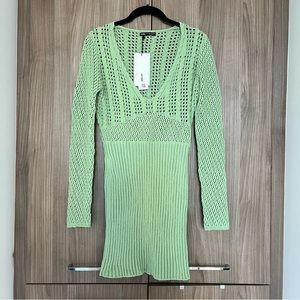 Zara Chenille Crochet Dress in Sea Green